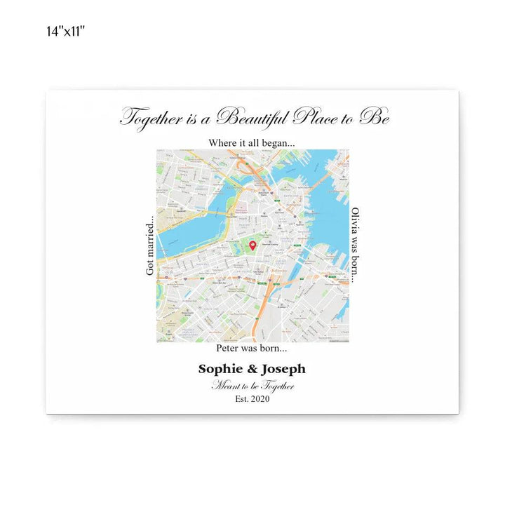 Custom Wall Art - Square Location Map - ARTFULANE