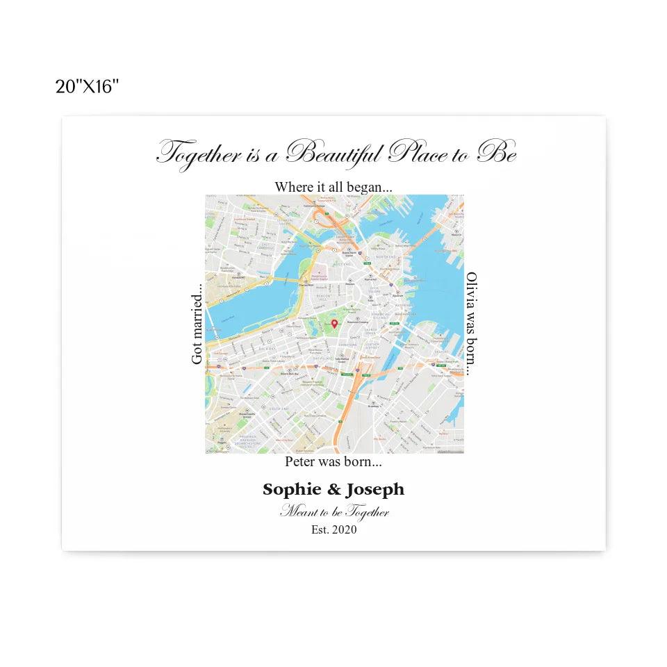 Custom Wall Art - Square Location Map - ARTFULANE