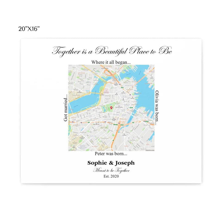 Custom Wall Art - Square Location Map - ARTFULANE