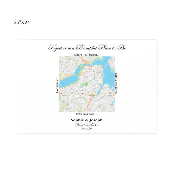 Custom Wall Art - Square Location Map - ARTFULANE