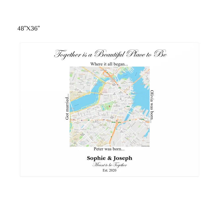 Custom Wall Art - Square Location Map - ARTFULANE