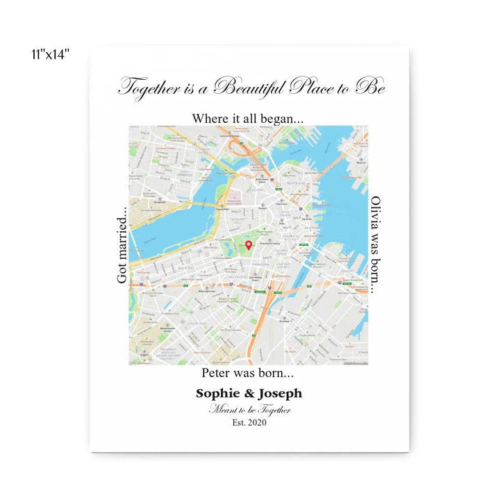 Custom Wall Art - Square Location Map - ARTFULANE