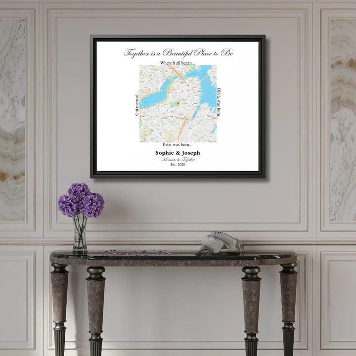 Custom Wall Art - Square Location Map - ARTFULANE