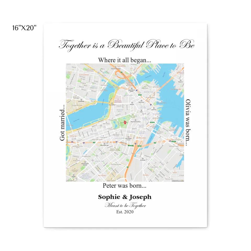 Custom Wall Art - Square Location Map - ARTFULANE