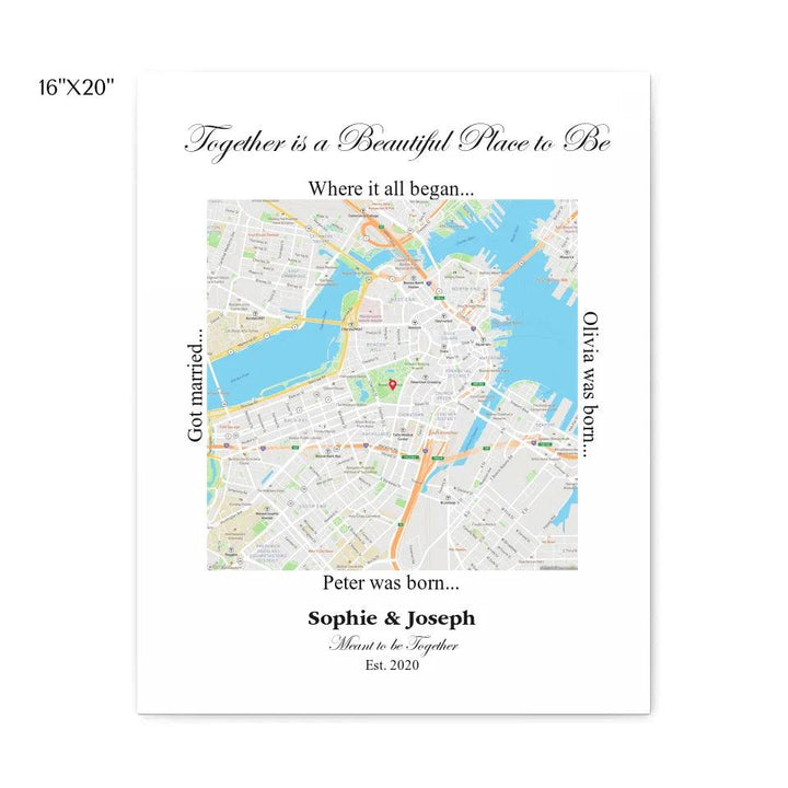 Custom Wall Art - Square Location Map - ARTFULANE