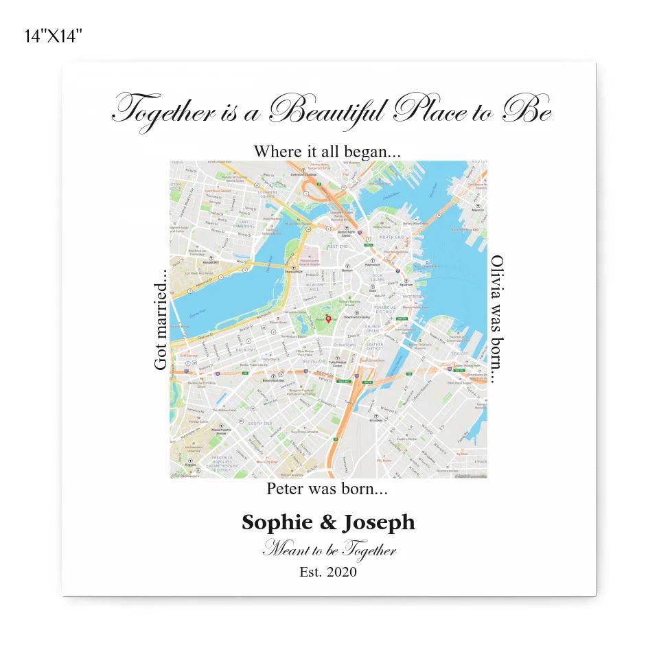 Custom Wall Art - Square Location Map - ARTFULANE