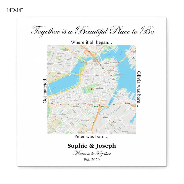 Custom Wall Art - Square Location Map - ARTFULANE