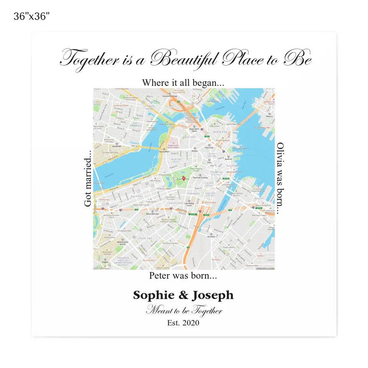 Custom Wall Art - Square Location Map - ARTFULANE