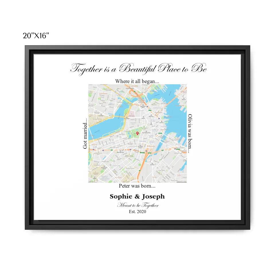 Custom Wall Art - Square Location Map - ARTFULANE