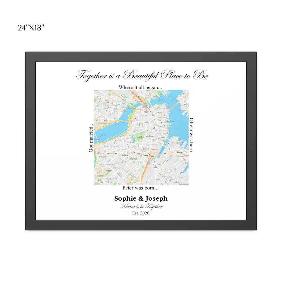 Custom Wall Art - Square Location Map - ARTFULANE