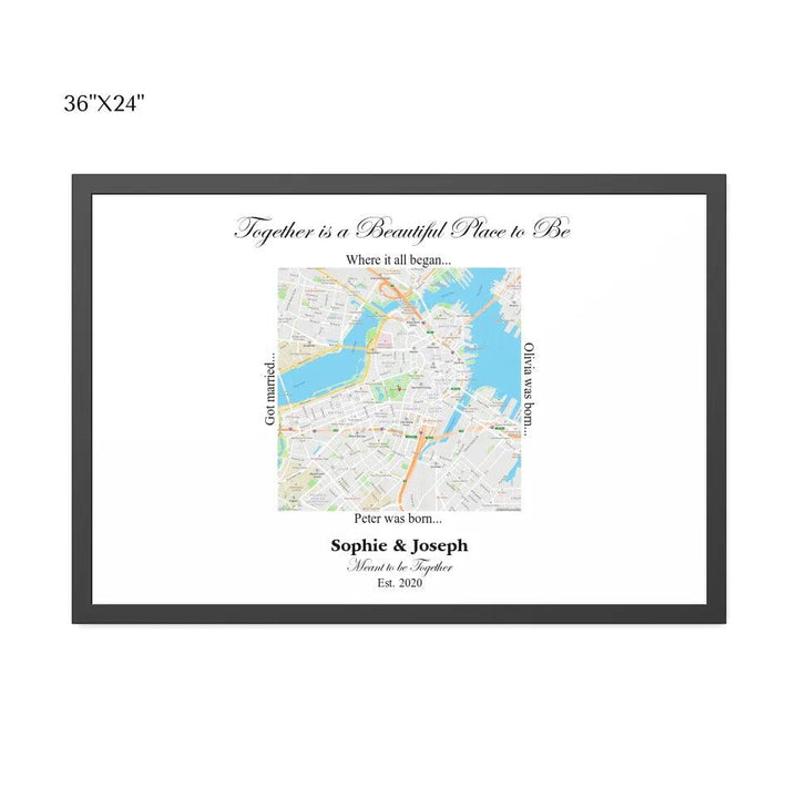 Custom Wall Art - Square Location Map - ARTFULANE