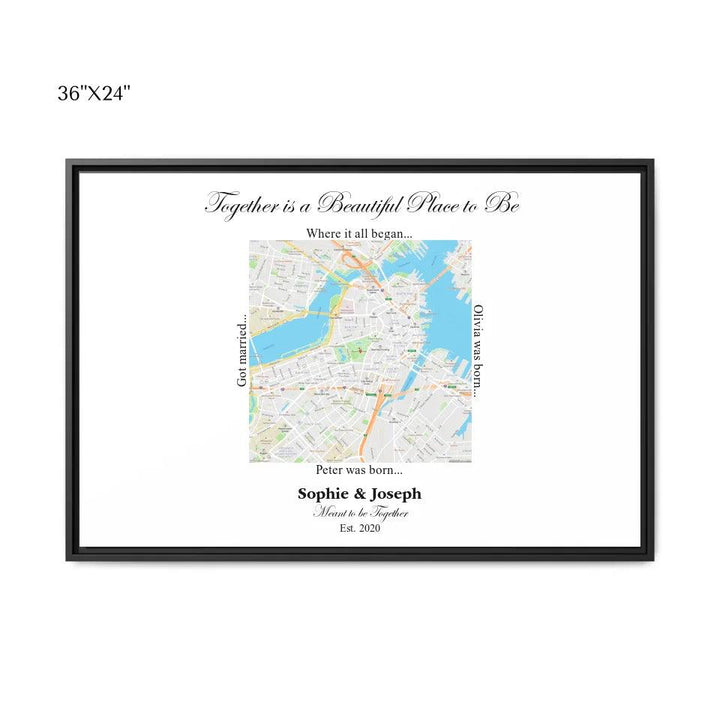 Custom Wall Art - Square Location Map - ARTFULANE