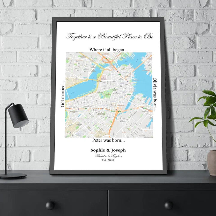 Custom Wall Art - Square Location Map - ARTFULANE