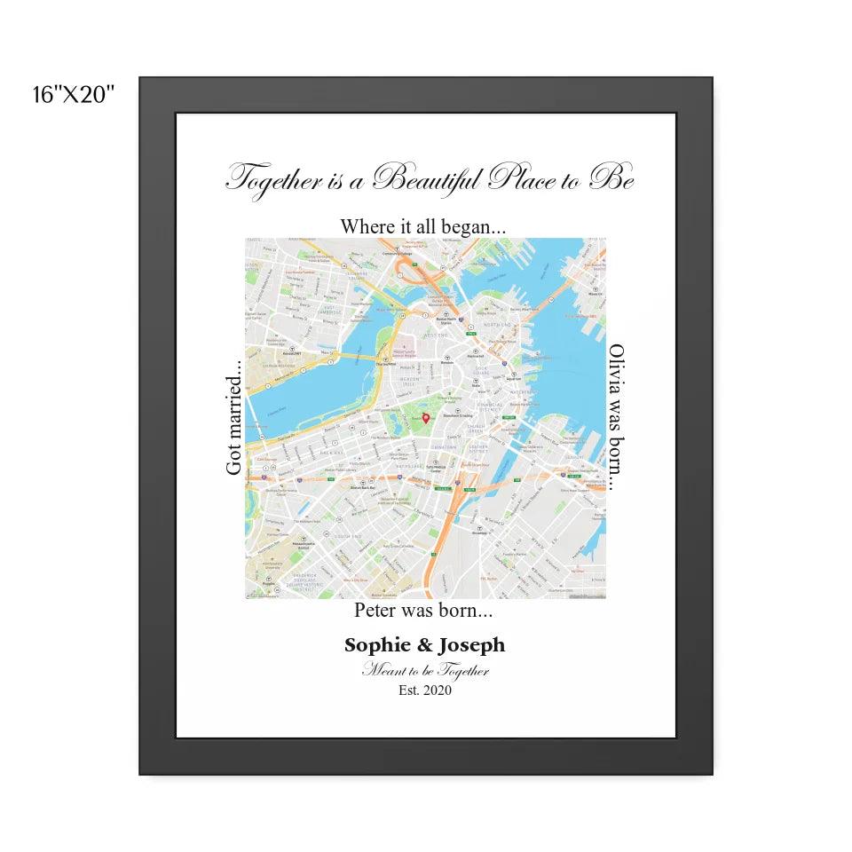 Custom Wall Art - Square Location Map - ARTFULANE