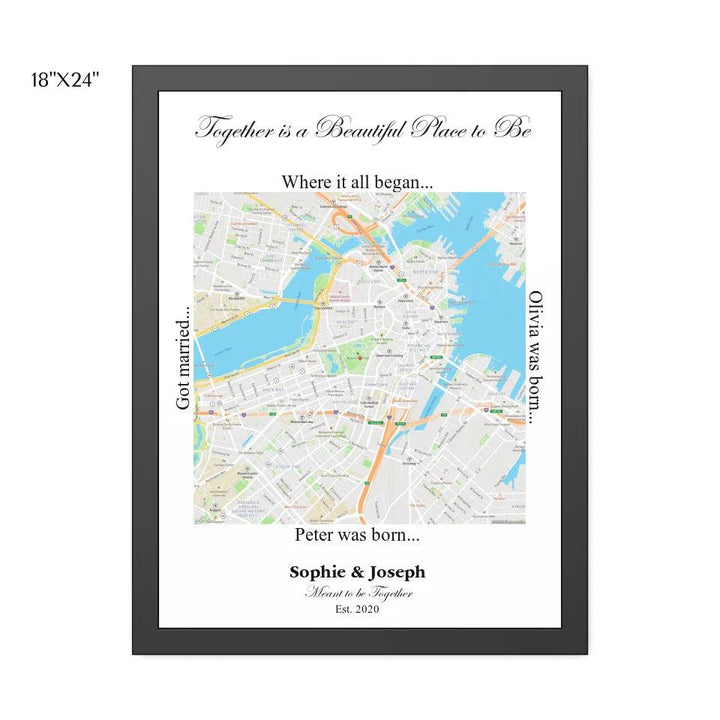 Custom Wall Art - Square Location Map - ARTFULANE