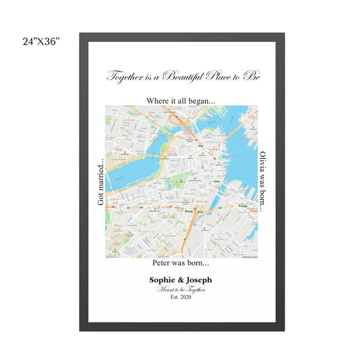Custom Wall Art - Square Location Map - ARTFULANE