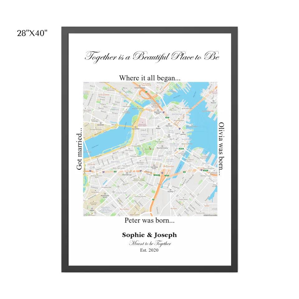 Custom Wall Art - Square Location Map - ARTFULANE