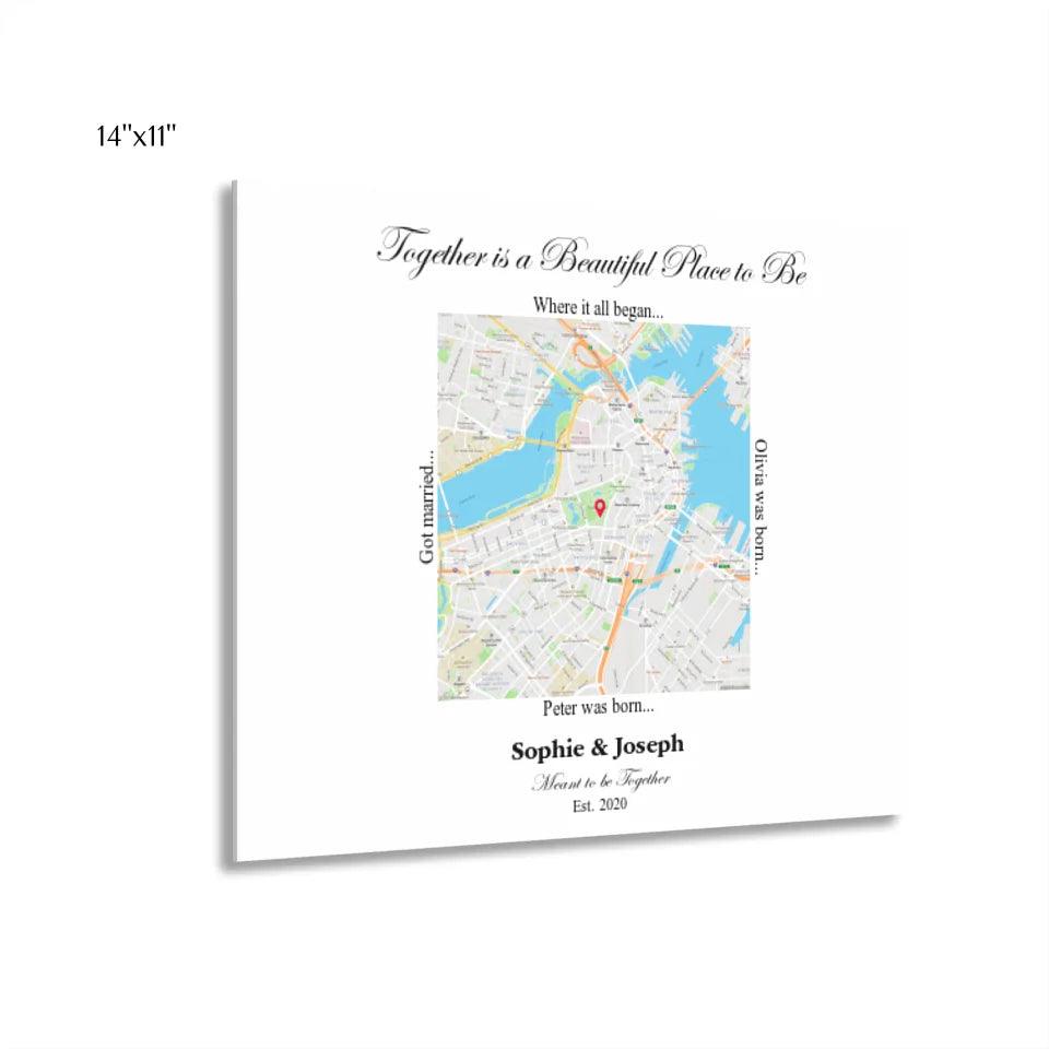 Custom Wall Art - Square Location Map - ARTFULANE