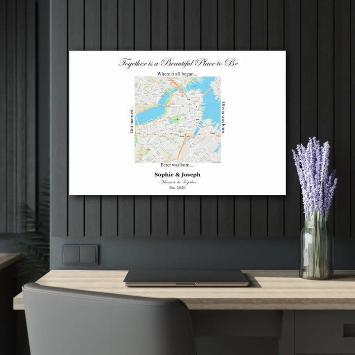 Custom Wall Art - Square Location Map - ARTFULANE