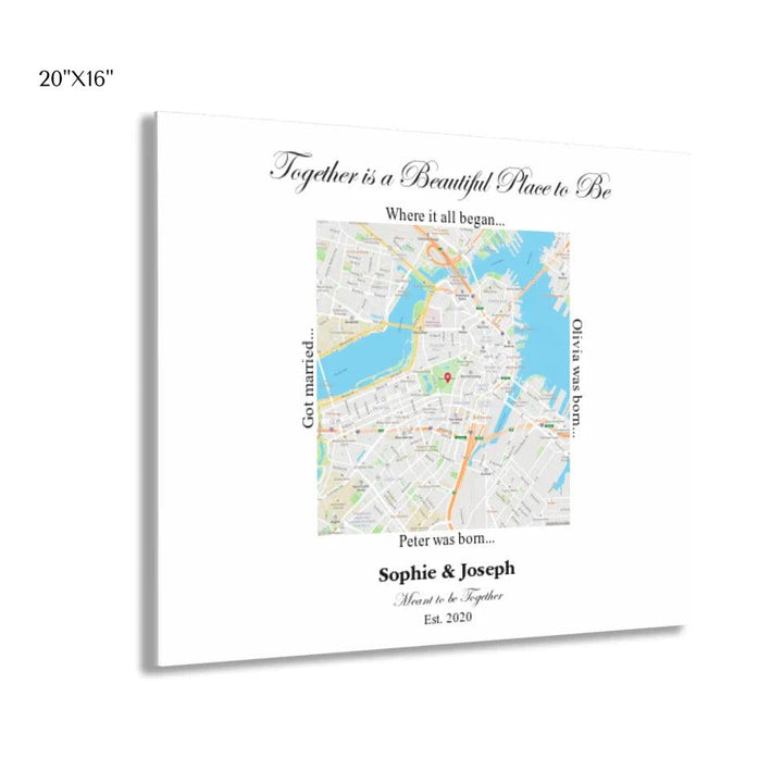 Custom Wall Art - Square Location Map - ARTFULANE