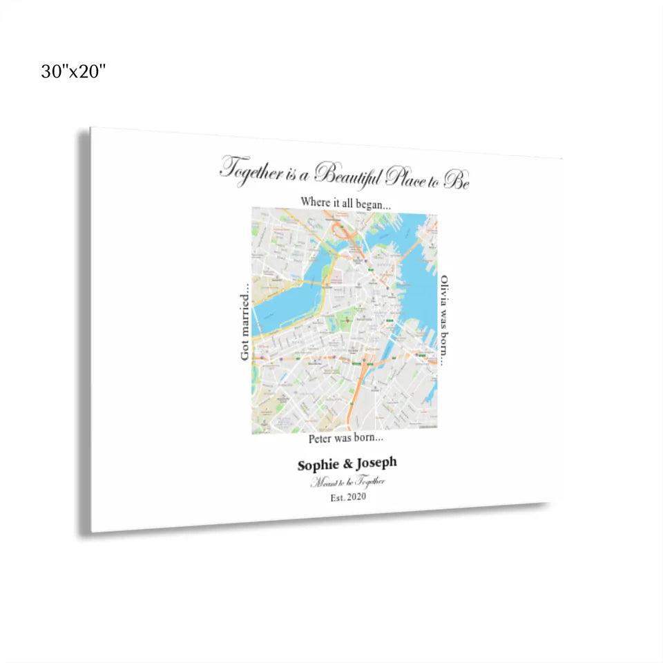 Custom Wall Art - Square Location Map - ARTFULANE