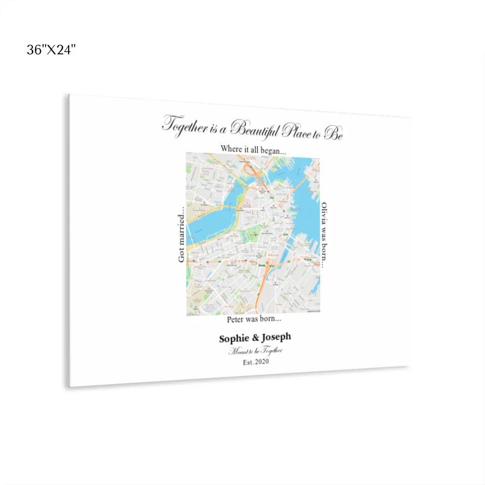 Custom Wall Art - Square Location Map - ARTFULANE