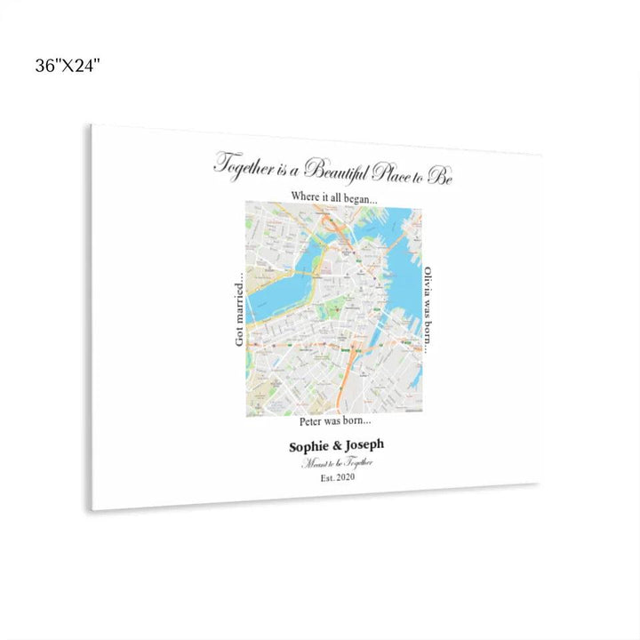 Custom Wall Art - Square Location Map - ARTFULANE