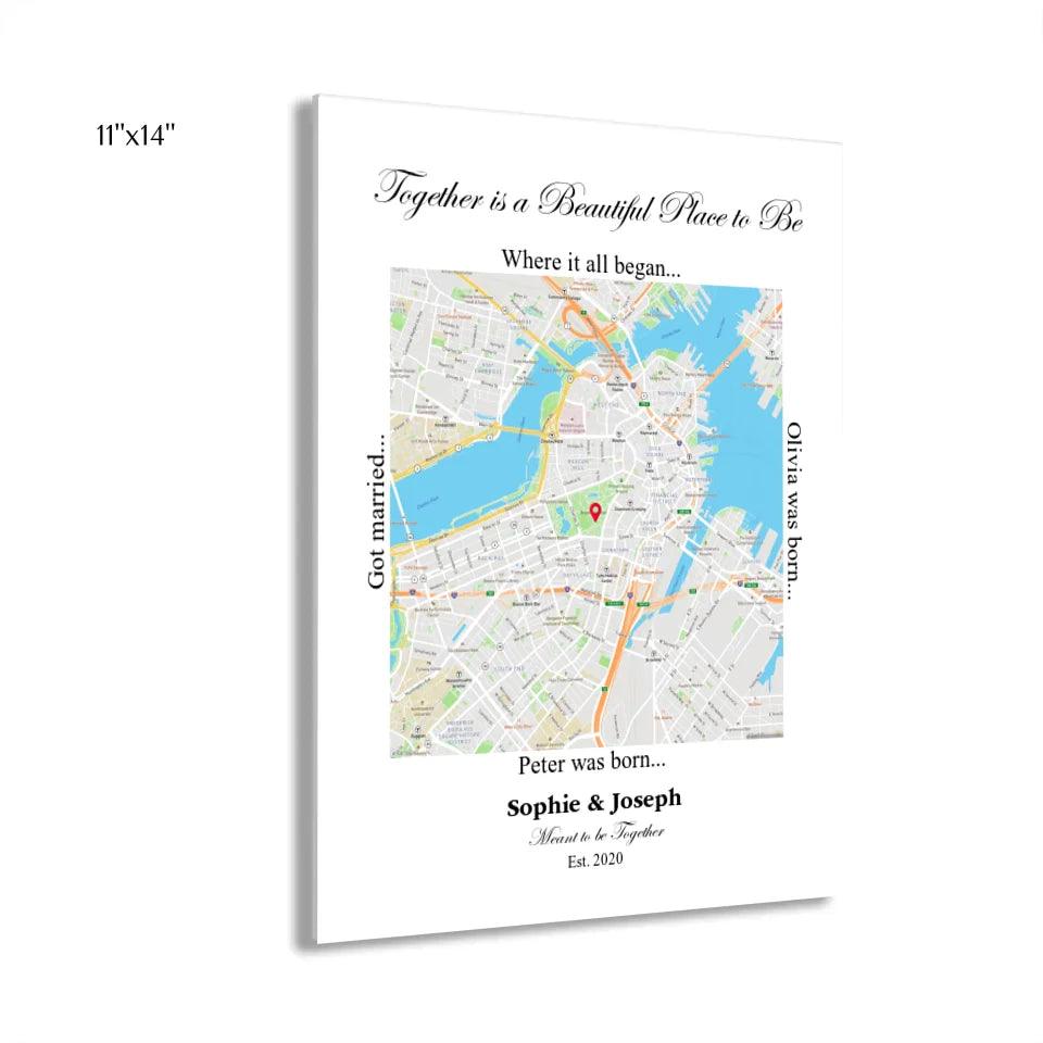 Custom Wall Art - Square Location Map - ARTFULANE
