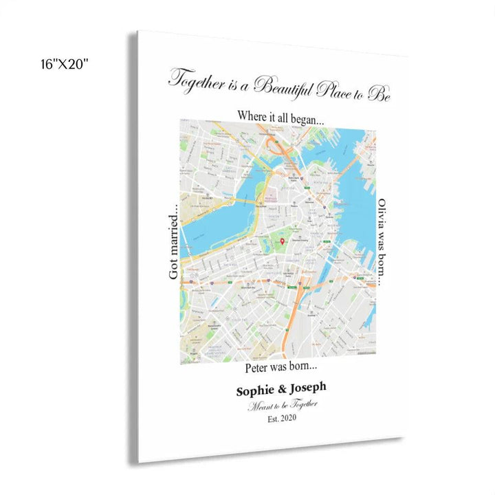 Custom Wall Art - Square Location Map - ARTFULANE
