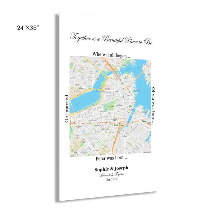 Custom Wall Art - Square Location Map - ARTFULANE