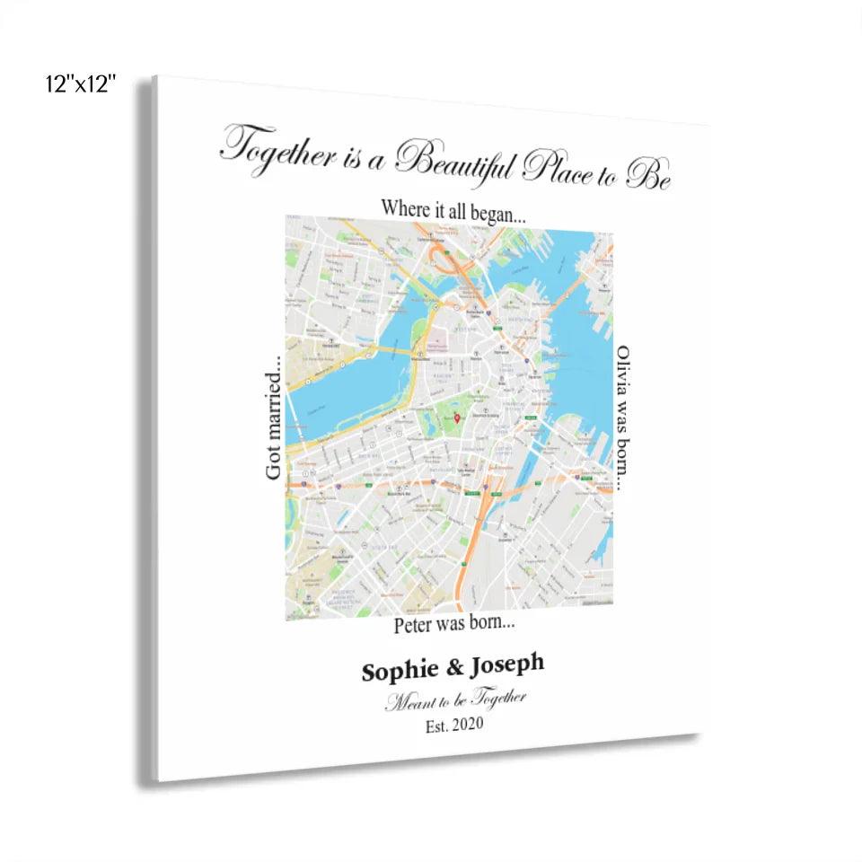 Custom Wall Art - Square Location Map - ARTFULANE