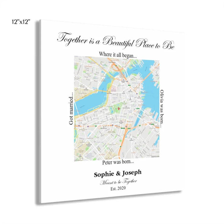 Custom Wall Art - Square Location Map - ARTFULANE
