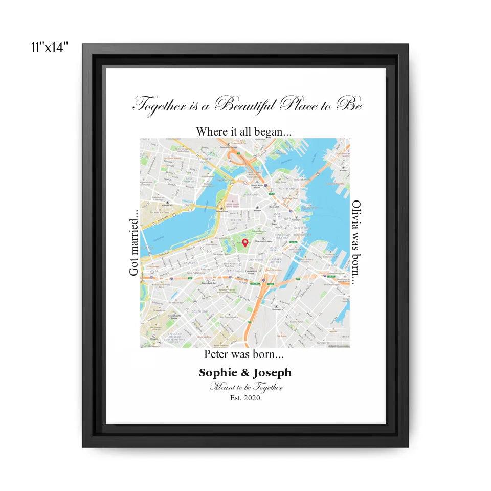Custom Wall Art - Square Location Map - ARTFULANE