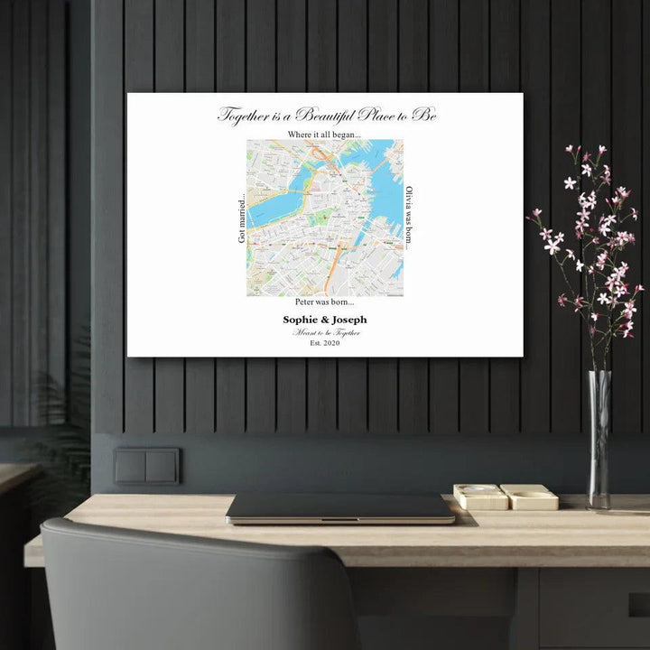 Custom Wall Art - Square Location Map - ARTFULANE