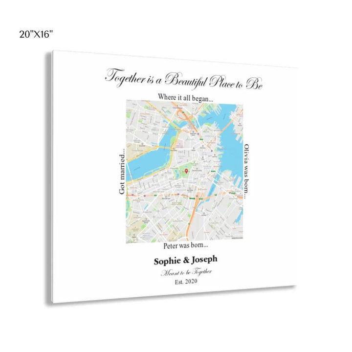 Custom Wall Art - Square Location Map - ARTFULANE
