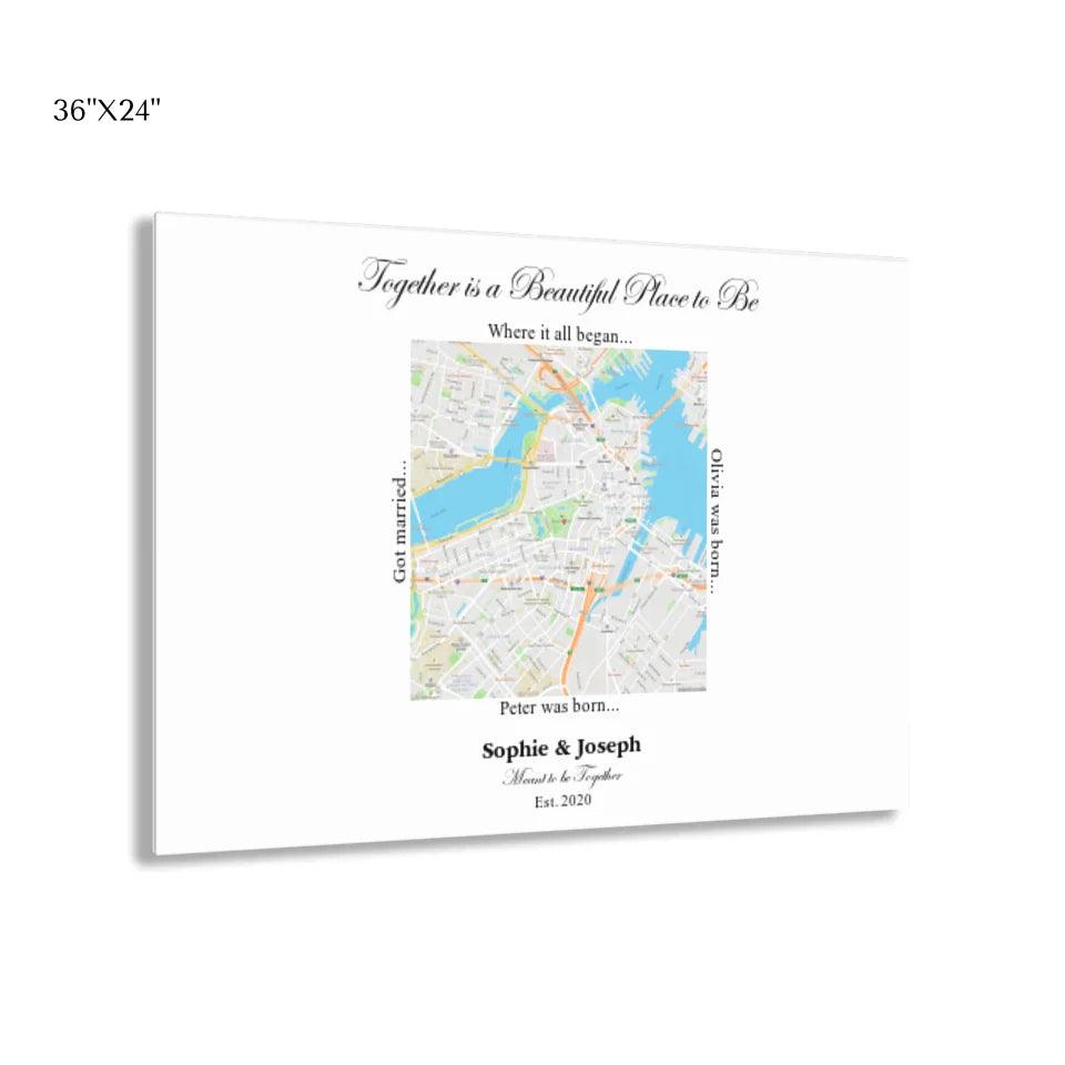 Custom Wall Art - Square Location Map - ARTFULANE
