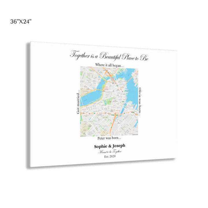 Custom Wall Art - Square Location Map - ARTFULANE