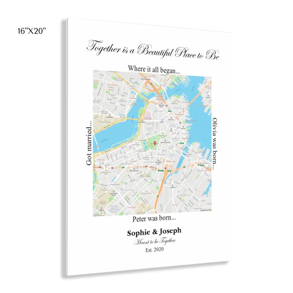 Custom Wall Art - Square Location Map - ARTFULANE