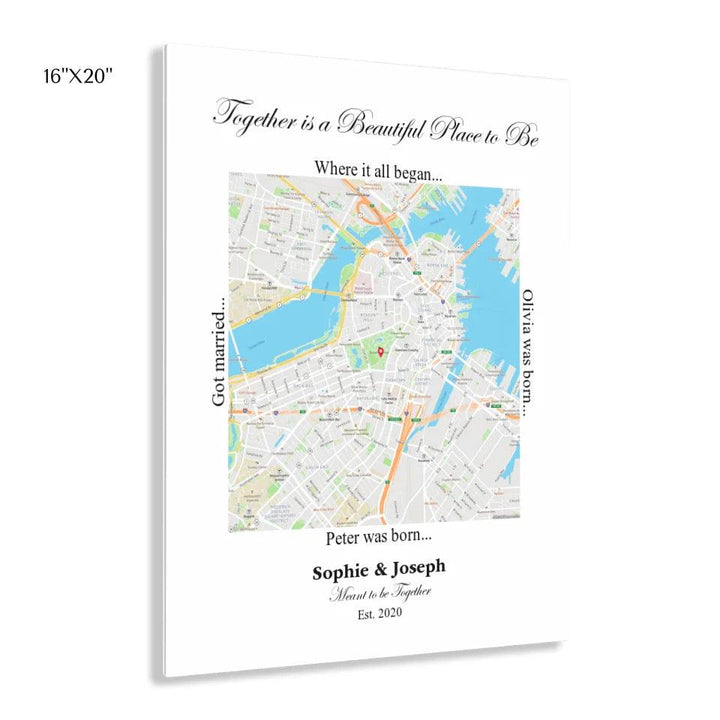 Custom Wall Art - Square Location Map - ARTFULANE