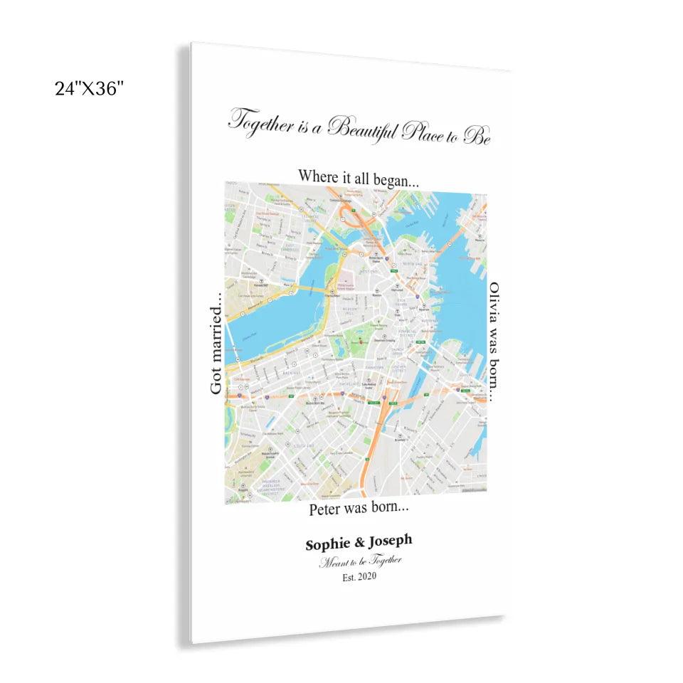 Custom Wall Art - Square Location Map - ARTFULANE