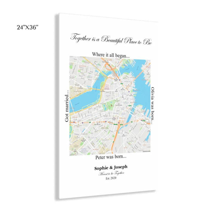 Custom Wall Art - Square Location Map - ARTFULANE