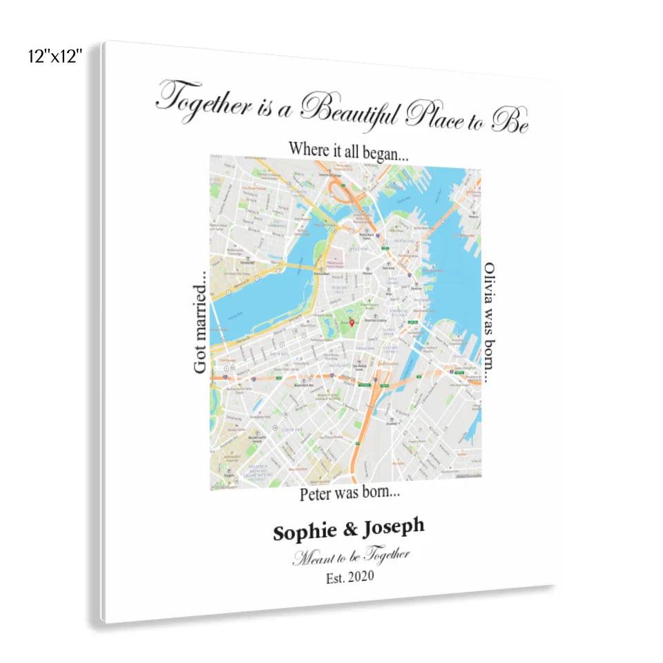 Custom Wall Art - Square Location Map - ARTFULANE