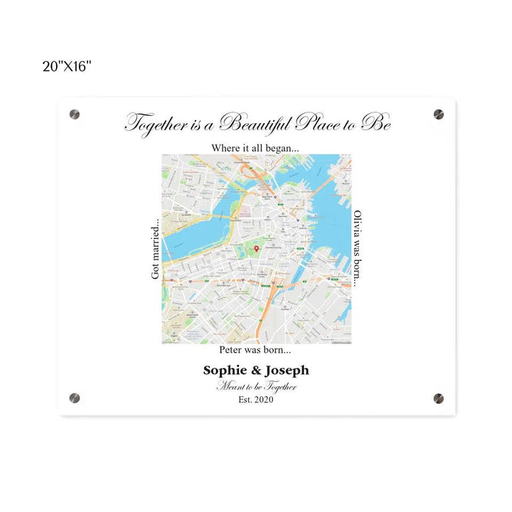 Custom Wall Art - Square Location Map - ARTFULANE