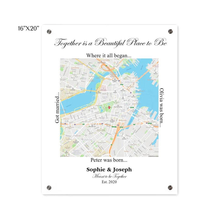 Custom Wall Art - Square Location Map - ARTFULANE