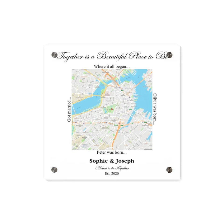 Custom Wall Art - Square Location Map - ARTFULANE