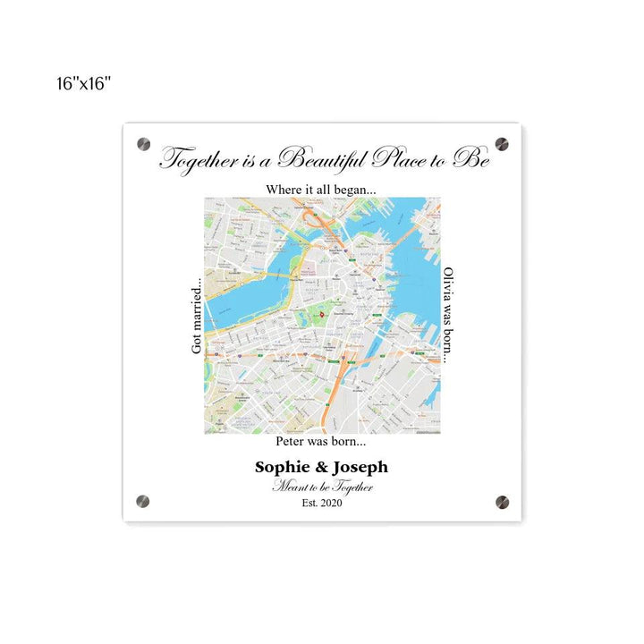 Custom Wall Art - Square Location Map - ARTFULANE