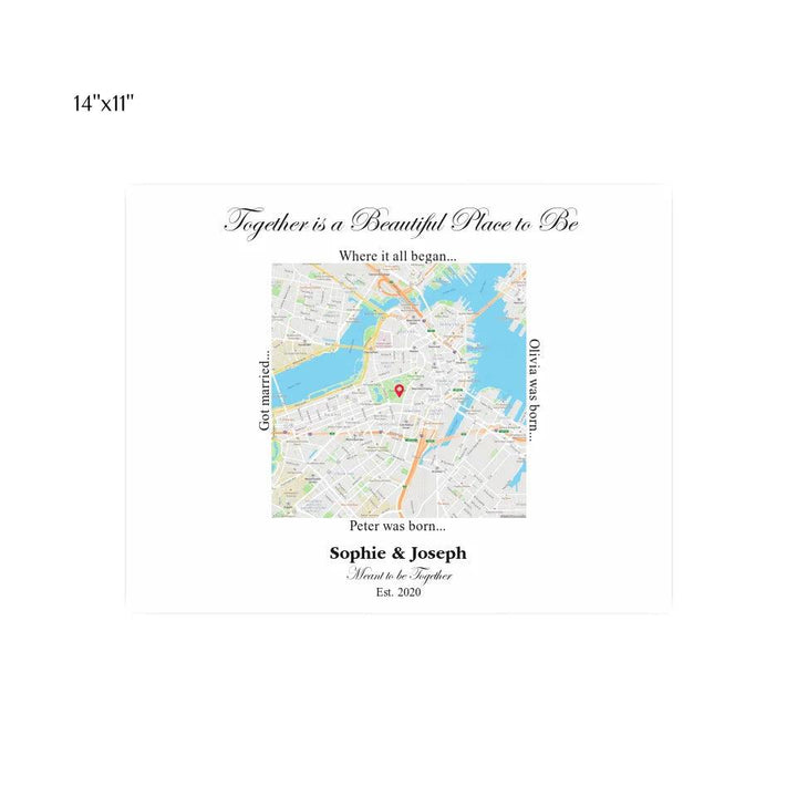 Custom Wall Art - Square Location Map - ARTFULANE