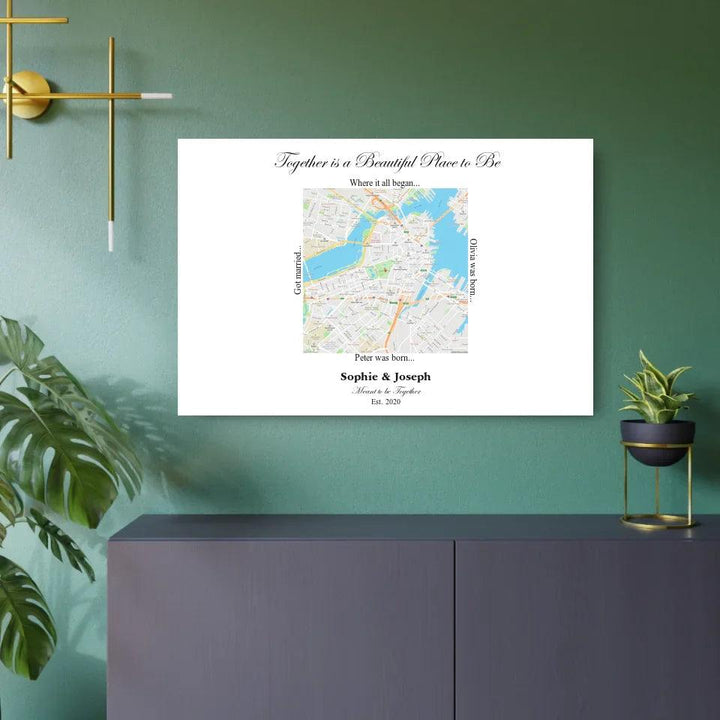 Custom Wall Art - Square Location Map - ARTFULANE