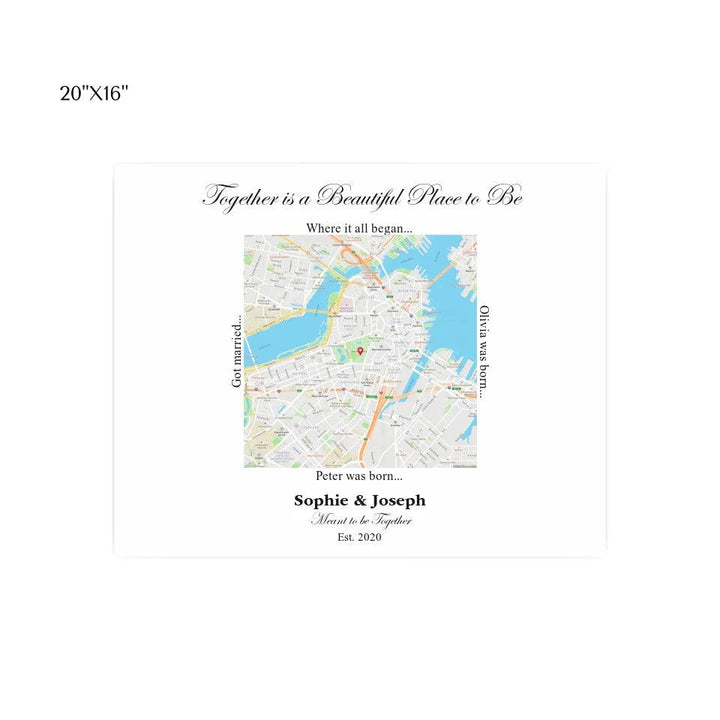 Custom Wall Art - Square Location Map - ARTFULANE