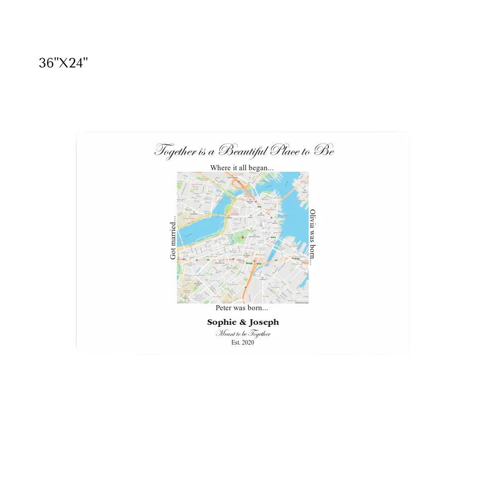 Custom Wall Art - Square Location Map - ARTFULANE